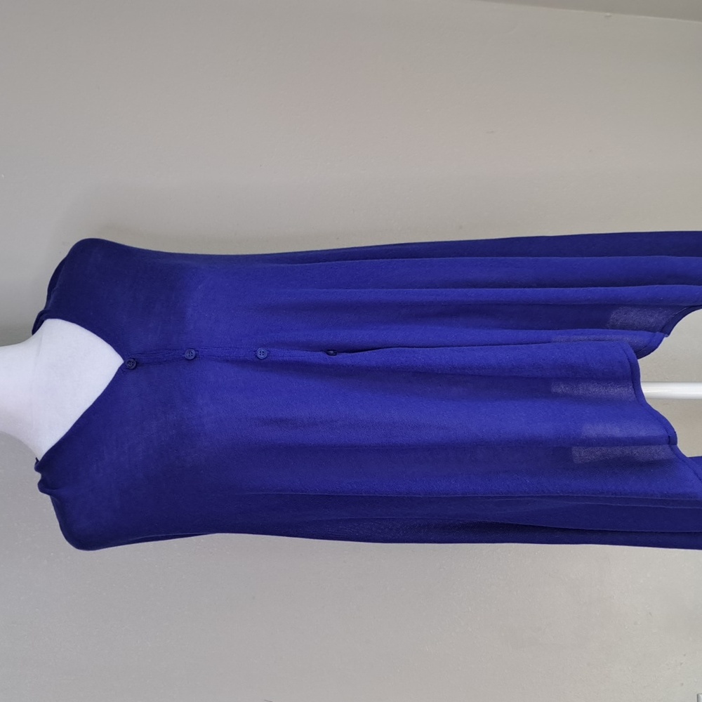 Chicos Susan Poncho Cover up Lightweight Blue Coastal Boho Rayon Cotton Rayon